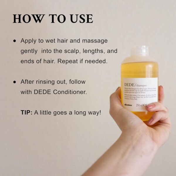 Davines DEDE Shampoo, Delicate Daily Cleansing for All Hair Types, Balance and Add Shine - Image 4