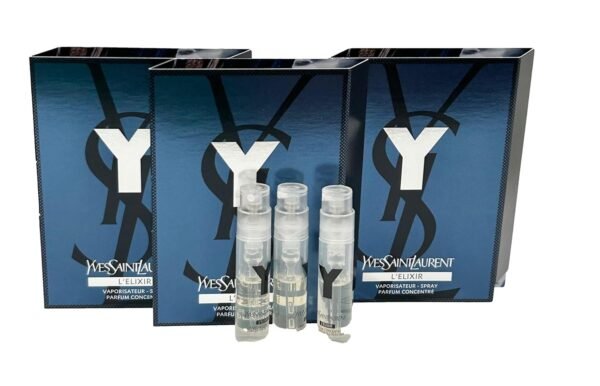 YVES SAINT LAURENT YSL Y Men Sample Perfume ELIXIR Spray Trial Size Partially Filled Vials 1.2 ml / 0.04 fl oz (set of 3), Black - Image 2