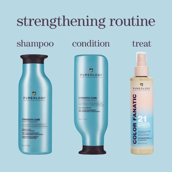 Pureology Strength Cure Shampoo - For Damaged or Color-Treated Hair, Strengthens & Prevents Breakage, Seals Split Ends, Vegan & Sulfate-Free - Image 9