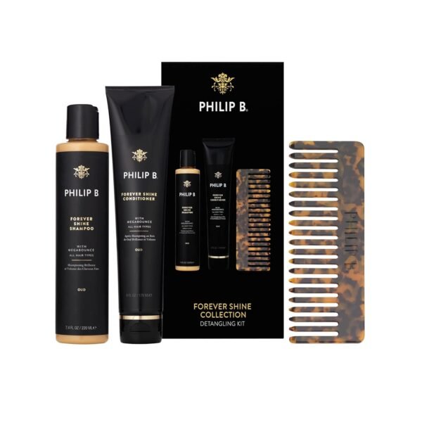 PHILIP B. Forever Shine Collection Kit - Limited Edition Set With Shampoo, Conditioner, Notes of Pure Oud & Detangling Comb - Image 7