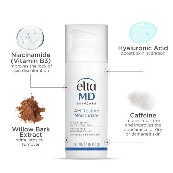 EltaMD AM Restore Face Moisturizer for Women and Men, Light Moisturizer Face Cream, Made with Niacinamide and Hyaluronic Acid, 1.7 oz Pump - Image 6