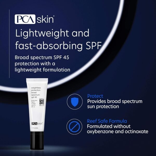 PCA SKIN Weightless Protection Broad Spectrum SPF 45 - Oil-Free Hydrating Face Sunscreen with 8.4% Zinc Oxide for Acne-Prone/All Skin Types (1.7 fl oz) - Image 3