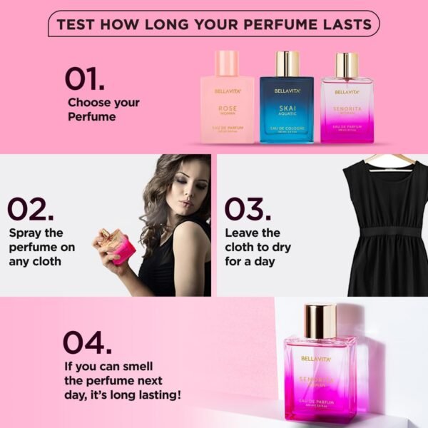 BellaVita Luxury SENORITA Perfume for Women (3.4 fl.oz) | Floral & Fruity Vanilla Perfume Fragrance with Pomegranate, Mint & Musk | Perfume for Womens Gift | Vegan & Cruelty-Free Womens Perfume - Image 8