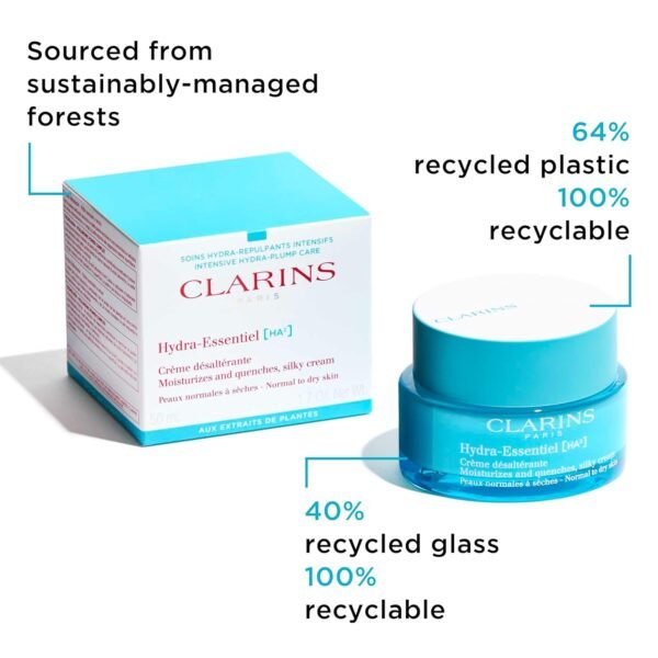 Clarins Hydra-Essentiel Silky Cream|Intensely Hydrating Moisturizer|60 Seconds to Plumper Skin*|Nourishes, Comforts and Softens|Double Dose Hyaluronic Acid|Normal-Dry Skin|1.7 Ounces - Image 8