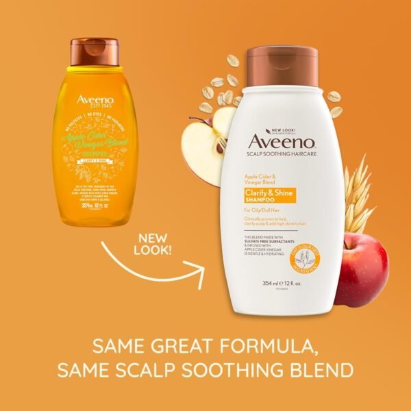 Aveeno Apple Cider Vinegar Clarifying Shampoo, Shine Enhancing, 12 fl oz - Image 3