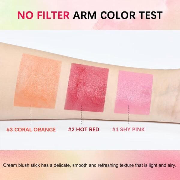 Multi-Use Makeup Blush Stick,Beauty Solid Moisturizer Stick,Waterproof Natural Nude Makeup,Tinted Solid Moisturizer Stick for Eyes Lips Cheek(1#shy pink) - Image 5