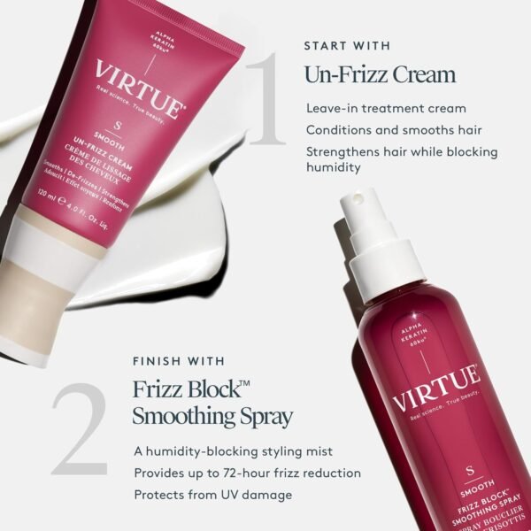VIRTUE Frizz Block Smoothing Spray, Frizz Control Hair Treatment, Protects from Heat and Humidity, Color Safe, 5 Fl Oz - Image 5