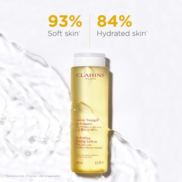 Clarins Hydrating Toning Lotion | Cleanses, Tones, Hydrates and Balances Skin's Microbiota |Plant-Based Ingredients, Including Aloe Vera | Alcohol-Free | Normal to Dry Skin Types - Image 3