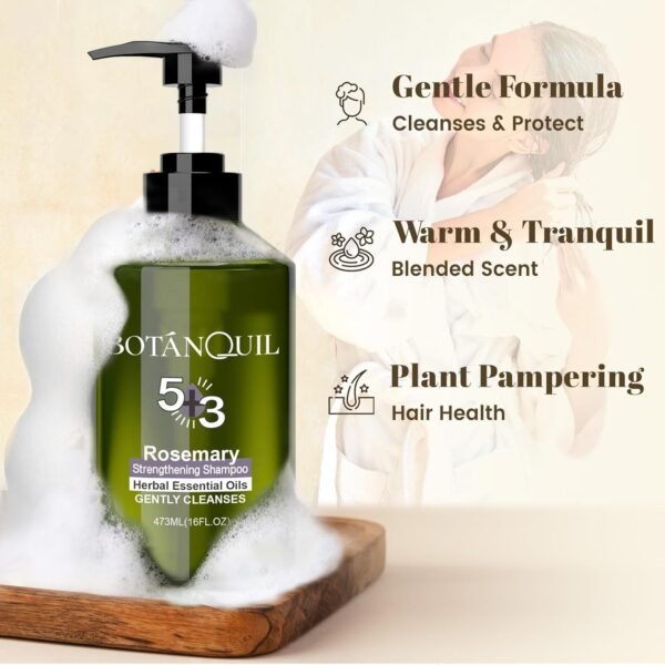 Rosemary Hair Growth Shampoo, Strengthening Shampoo 473 ml(16 fl.oz), For All Hair Types, with Herbal Essential Oils and Plant Extracts for Thinning Hair for Women and Men - Image 3
