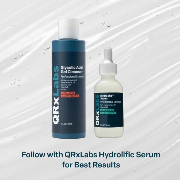 QRxLabs Glycolic Acid Face Wash – Gentle Exfoliating Gel Cleanser for Smoother Looking Skin – Helps Improve Texture & Hydration – Ideal for Blemish-Prone Skin and Ingrown Hairs – 6 oz - Image 9