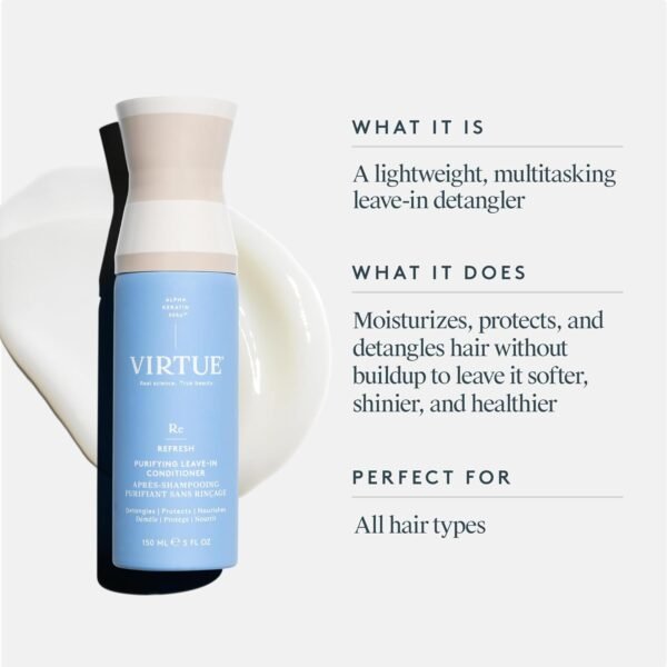 Virtue Purifying Leave-In Hair Conditioner Spray, Reduce Frizz and Split Ends, Detangles and Nourishes, Color Safe, 5 Fl Oz - Image 3