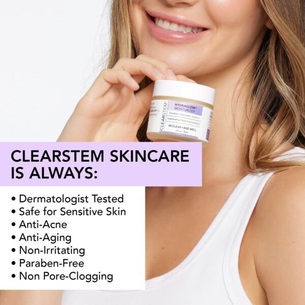 CLEARSTEM - HYDRAGLOW Stem Cell Moisturizer - Bakuchiol + Squalene - Youthful Skin Face Moisturizer - All Skin Types - Facial Skin Care Products - Vegan, Gluten Free, Cruelty Free - 2 fl oz / 60ml - Image 6