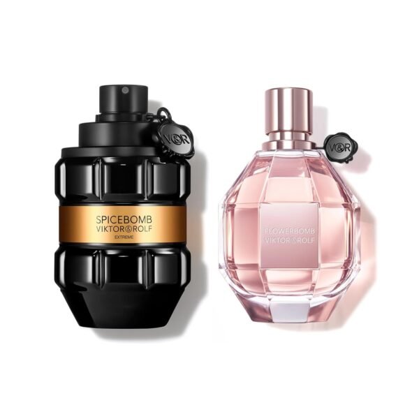 Viktor&Rolf - Spicebomb & Flowerbomb Duo - Spicebomb Extreme Mens Cologne (3 Fl Oz) & Flowerbomb Eau de Parfum Womens Perfume (3.4 Fl Oz) - Full Size Cologne & Perfume Bundle - Image 2
