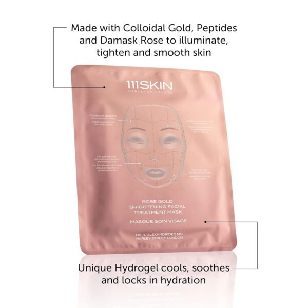 111SKIN Rose Gold Brightening Facial Treatment Mask | Fragrance Free | The Ultimate Pre-Event Mask | For Hydration & Radiance | Set of 5 (1.01 oz each) - Image 3