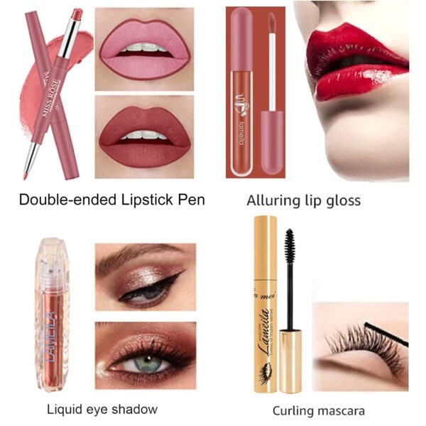 All in One Makeup Kit for Women - Full Professional Kit With Pressed Powder, Blush, Eyeliner, Eyeshadow, Mascara, Lip Gloss and Lipstick (Pink) - Image 4