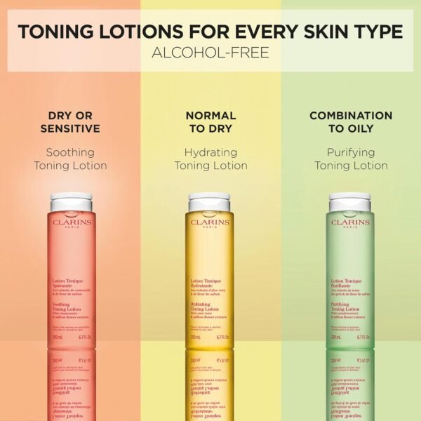 Clarins Hydrating Toning Lotion | Cleanses, Tones, Hydrates and Balances Skin's Microbiota |Plant-Based Ingredients, Including Aloe Vera | Alcohol-Free | Normal to Dry Skin Types - Image 7