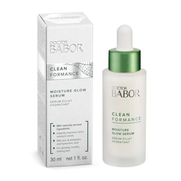 BABOR CLEANFORMANCE Moisture Glow Serum, Probiotic Face Serum with Light Reflecting Pigments to Give Skin Radiant Glow, Hyaluronic Acid & Aloe Vera for Plump Moisturized Skin, 1 oz - Image 2
