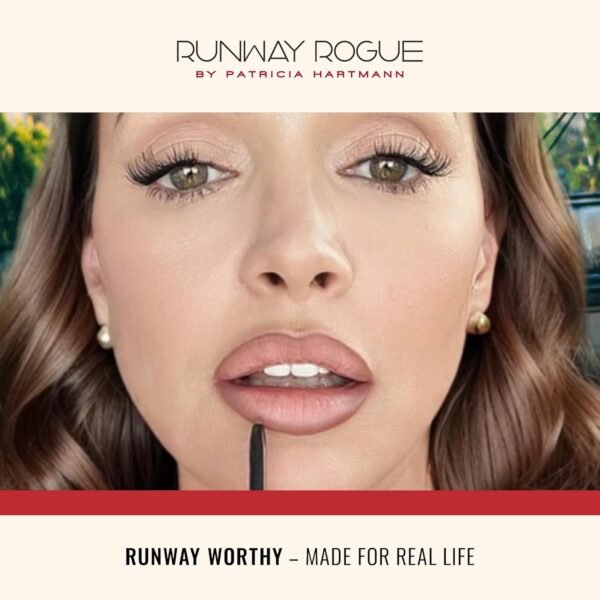 Runway Rogue Designer Liner Lip Pencil, Matte Soft Mocha Lip Liner Pencil and Lip Liner Sharpener, ‘Trendsetter’ - Image 8