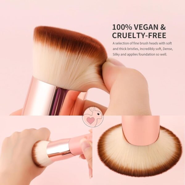 DUcare Flat Top Kabuki Foundation Brush - Premium Makeup Brush for Liquid, Cream, and Powder - Buffing, Blending, and Face,Pink - Image 9