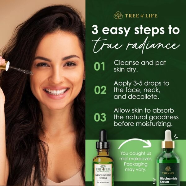 Tree of Life Beauty Niacinamide Vitamin B3 Serum, Hydrating Face Oil for Dark and Age Spots, Tightens Pores, Facial Serums for Sensitive Skin Care with Hyaluronic Acid and Vitamin E, 2 Fl Oz - Image 7