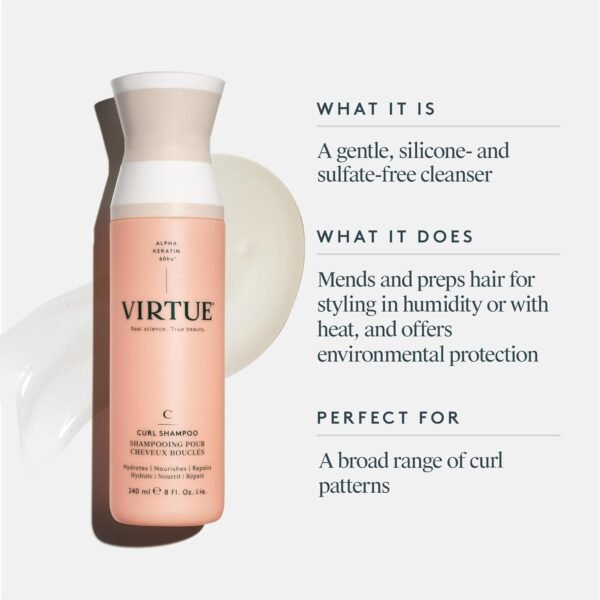 VIRTUE Curl Sulfate Free Shampoo with Jojoba Oil, Hydrates, Nourishes & Repairs Curly Hair with Frizz Control, Color Safe - Image 3