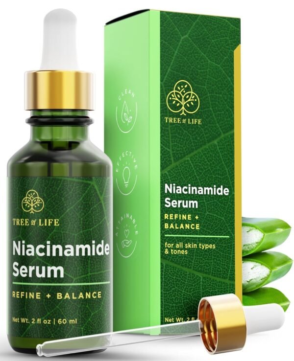 Tree of Life Beauty Niacinamide Vitamin B3 Serum, Hydrating Face Oil for Dark and Age Spots, Tightens Pores, Facial Serums for Sensitive Skin Care with Hyaluronic Acid and Vitamin E, 2 Fl Oz - Image 2