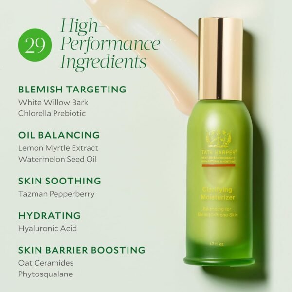 Tata Harper Clarifying Moisturizer, Natural Mattifying Moisturizer for Oily & Blemish-Prone Skin, Lightweight Face Cream, 50ml - Image 4
