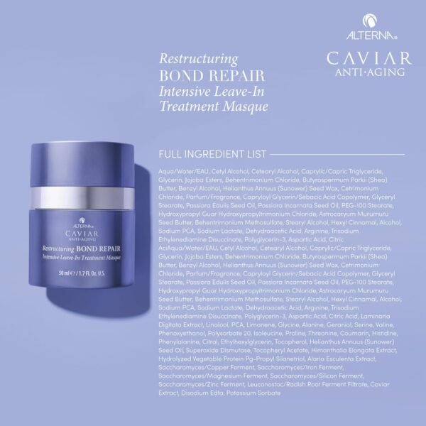 Alterna Haircare CAVIAR Anti-Aging Restructuring Bond Repair Intensive Leave-In Treatment Masque 1.7oz | Repairs, Strengthens and Protects Damaged Hair - Image 3
