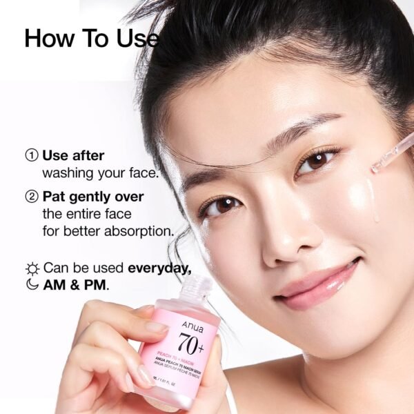 Anua Peach 70 Niacinamide Serum 30ml / brightening hydrating face serum/daily clean beauty (1.01 fl. oz.) - Image 8