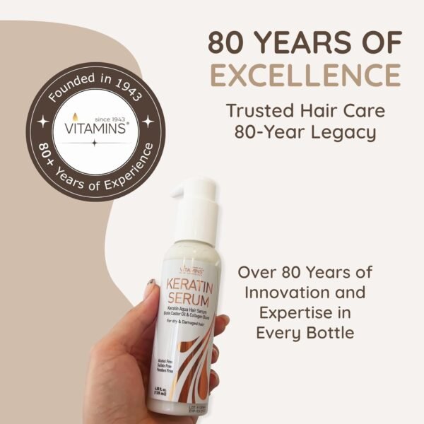 VITAMINS hair cosmetics Keratin Protein Hair Serum - Anti Frizz Control Hair Oil Repair Treatment - Gloss Shine & Heat Protectant for Frizzy Dry Damaged Locks - Image 4