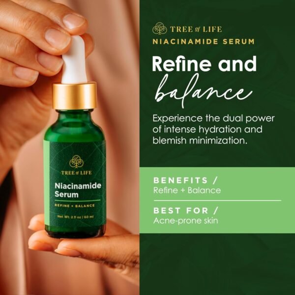 Tree of Life Beauty Niacinamide Vitamin B3 Serum, Hydrating Face Oil for Dark and Age Spots, Tightens Pores, Facial Serums for Sensitive Skin Care with Hyaluronic Acid and Vitamin E, 2 Fl Oz - Image 3
