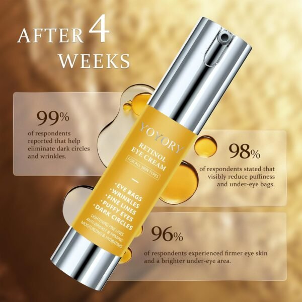 Retinol Under Eye Cream - Anti-aging Eye Cream for Eye Bags, Dark Circles, and Fade Wrinkles, Fine Lines Skin Care Treatment for Women and Men, Gold(0.67 Fl Oz) - Image 9