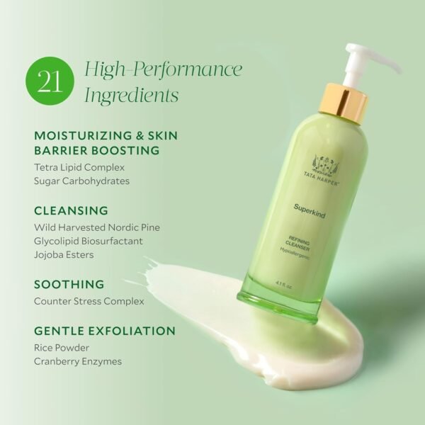 Tata Harper Superkind Refining Cleanser, Gentle Exfoliating Cleanser for Sensitive Skin, Hypoallergenic Skincare, Fragrance Free, Natural Skincare, Dermatologist Tested, Vegan, 125ml - Image 4