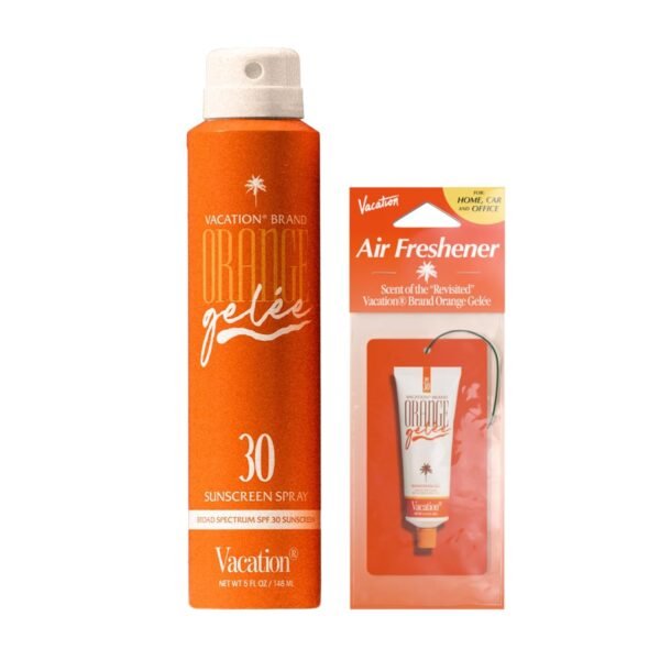 Vacation Orange Gelée SPF 30 Sunscreen Spray Oil & Air Freshener Bundle, Tanning Oil with SPF, Suntan Lotion Spray, Transparent on All Skin Tones, Dermatologist-Tested, Vegan, 5 Fl. Oz. - Image 2
