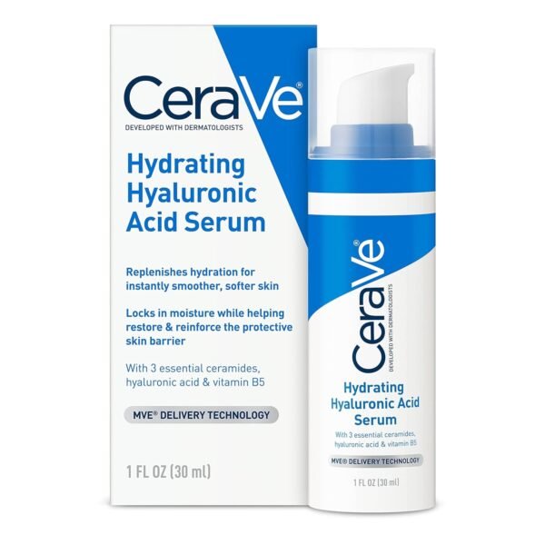Cerave Hyaluronic Acid Serum for Face with Vitamin B5 and Ceramides, Hydrating Face Serum for Dry Skin, Fragrance Free, 1 Ounce - Image 2