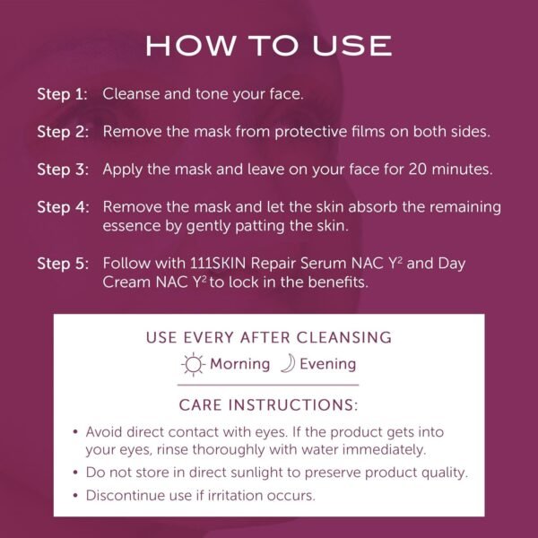 111SKIN Y Theorem Bio Cellulose Facial Mask for All Skin Types, Hydrating Face Mask with NAC Y2, Ectoin & Centella Asiatica, Enhances Skin Elasticity, Skincare Sheet Masks for Self Care, 5x 0.78 fl oz - Image 6