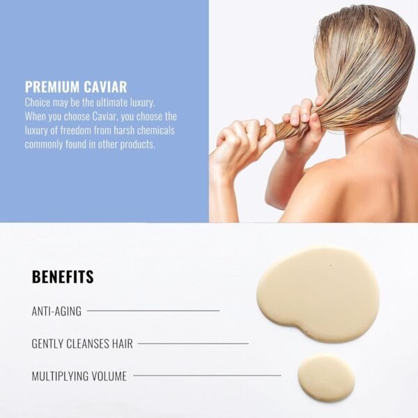 Caviar Anti-Aging Replenishing Moisture Shampoo - Hydrating Dry, Damaged Hair Restores Moisture, Adds Shine Protects from Color Fade & Future damage 16.9 oz - Image 5