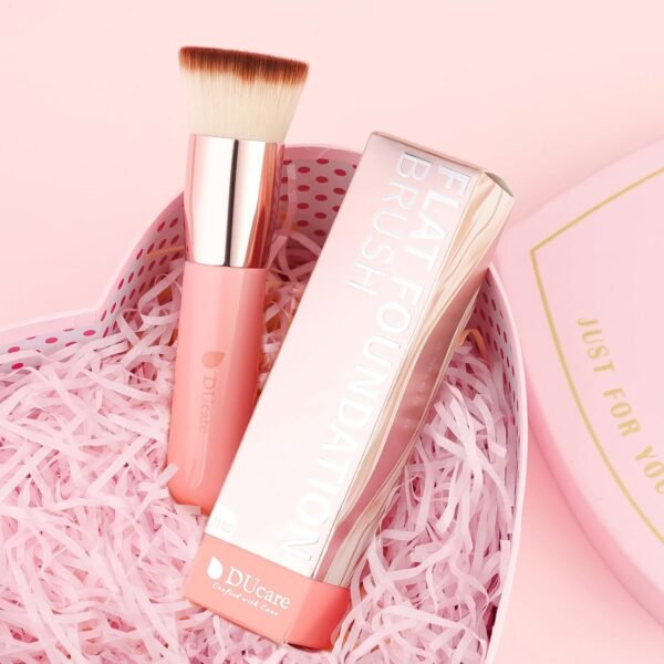 DUcare Flat Top Kabuki Foundation Brush - Premium Makeup Brush for Liquid, Cream, and Powder - Buffing, Blending, and Face,Pink - Image 7