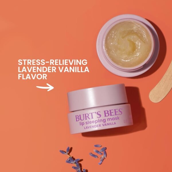 Burt’s Bees Lavender Vanilla Lip Sleeping Mask, With Hyaluronic Acid and Squalane Moisturizer To Instantly Hydrate Lips, Overnight Mask and Treatment, 0.45 oz. - Image 5
