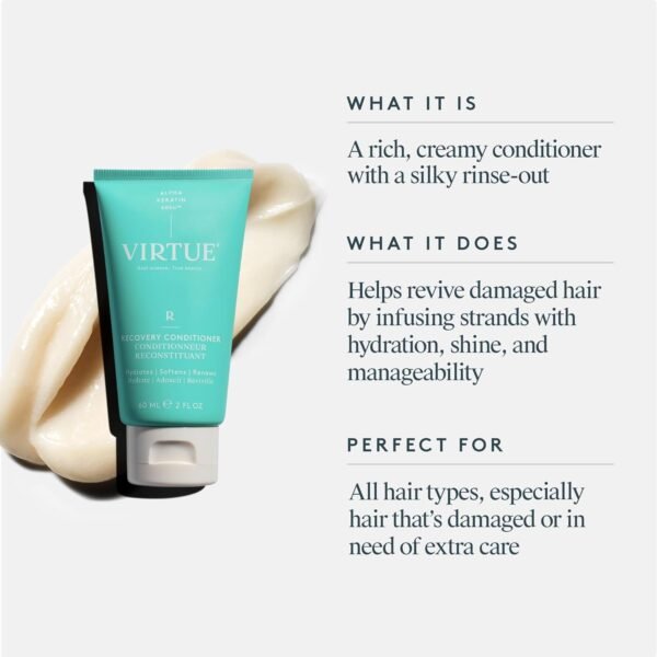 VIRTUE Recovery Sulfate Free Shampoo and Conditioner Set with Keratin and Baobab Seed Oil for Damaged Hair, Travel Size - Image 8
