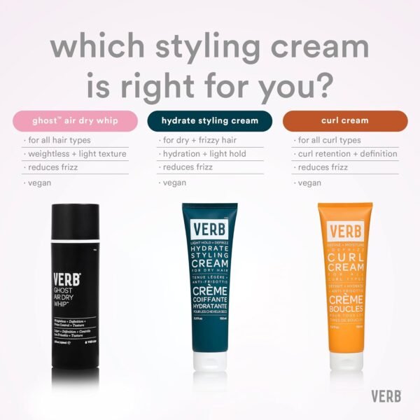 VERB Hydrate Styling Cream - Smooth + Reduce Frizz for Dry + Frizzy Hair - Amber + Warm Jasmine Scent - Image 7