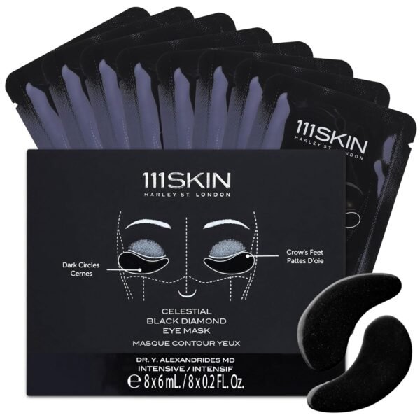 111SKIN Black Diamond Eye Mask, Hydrating Under Eye Patches for Dark Circles with Retinol, Hyaluronic Acid & Niacinamide, Helps Lift & Firm the Appearance of Fine Lines & Undereye Area, 8 Pairs - Image 2