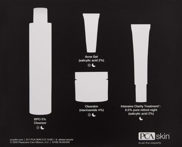 PCA SKIN The Acne Control Skin Care Set (Kit Includes BPO Facial Cleanser, Niacinamide Face Cream, Salicylic Acid Acne Gel, Retinol Treatment) - Image 4