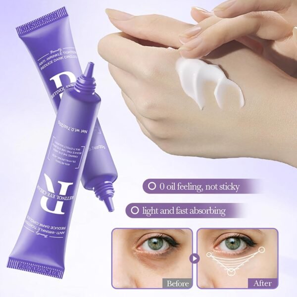 Retinol Eye Cream, Moisturizing Eye Care Daily Anti-Wrinkle Cream with 45% Retinol and 5% Hyaluronic Acid to Smooth and Moisturize Skin, Under Eye Bags, Reduce Dark Circles, Wrinkles (0.7 Ounces) - Image 5