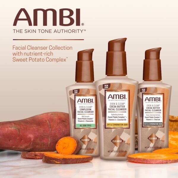 Ambi Even & Clear Complexion Facial Cleanser, For Men & Women, All Skin Types, Sweet Potato, Chamomile, Green Tea, Hydroquinone-free, Soap-free, Alcohol-free, Fragrance-free, Dye-free, 3.5 Fl Oz - Image 3