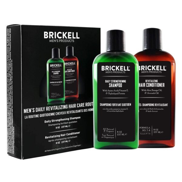 Brickell Men's Daily Revitalizing Hair Care Routine, Shampoo and Conditioner Set For Men, Mint and Tea Tree Oil Shampoo, Strength and Volume Enhancing Conditioner, Natural and Organic, Gift Set - Image 2
