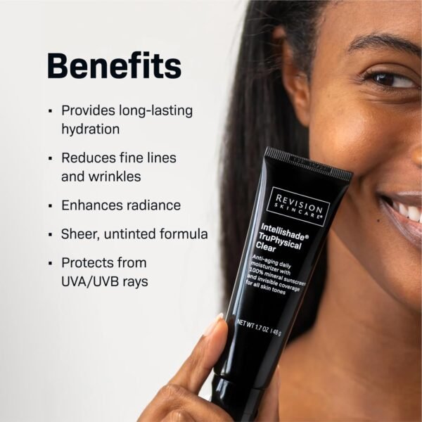 Revision Skincare Intellishade® TruPhysical Clear, Anti Aging Daily Moisturizer with SPF 50, Untinted and Oil Free, with Peptides and Antioxidants 1.7 oz - Image 3