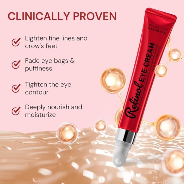 Retinol & Polypeptides Anti-Aging Eye Cream: Under Eye Treatment Reduces Wrinkles, Fine Lines, Dark Circles, Crow’s Feet & Puffiness – 0.85 Fl Oz - Image 4