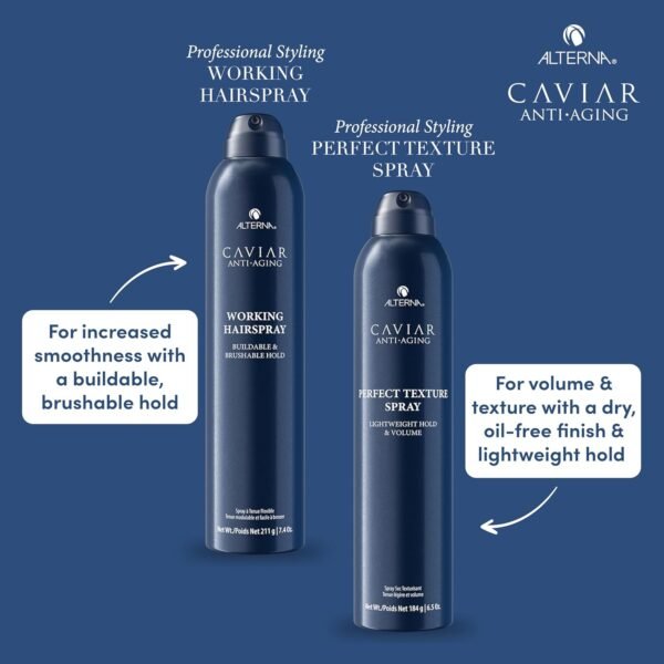 Alterna Caviar Anti-Aging Professional Styling Working Hair Spray Ultra-dry, Brushable Helps Control Frizz & Adds Shine Sulfate Free - Image 9