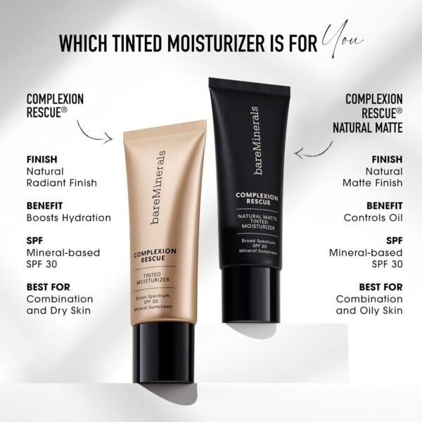 bareMinerals Complexion Rescue Tinted Moisturizer for Face with SPF 30, Vegan Tinted Mineral Sunscreen with Hyaluronic Acid, Full Size, Bamboo 5.5 - Image 6